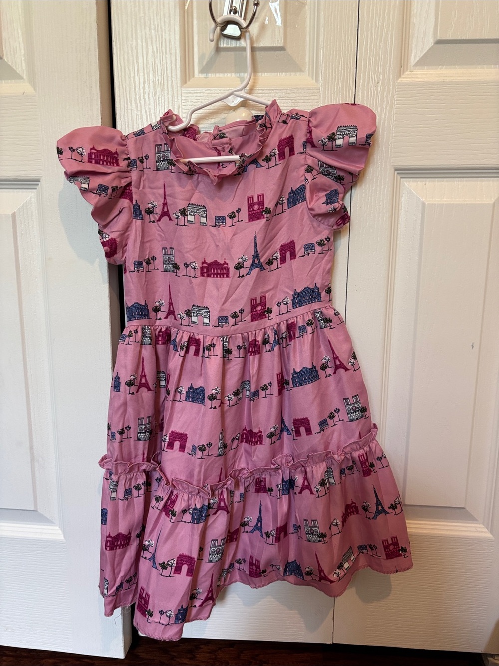Janie and Jack Pink Paris Landmark Ruffle Dress